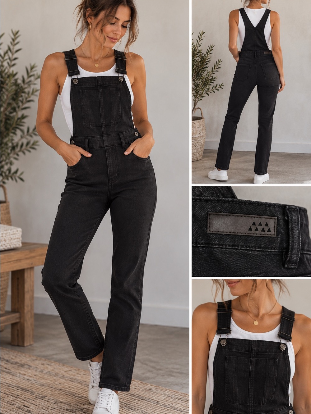 Dollhouse Black Stretch Denim Fitted Skinny Overalls Size 3